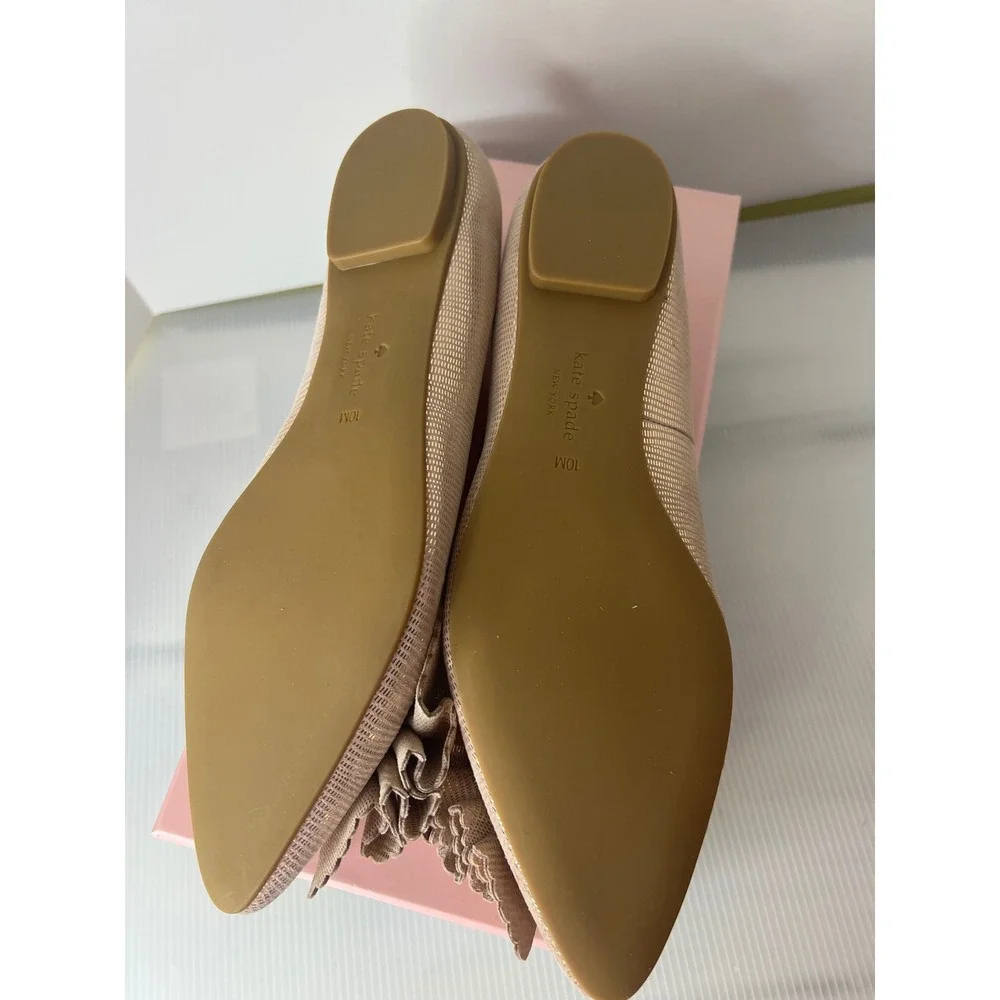 NIB- Kate Spade blush pink metallic tassel pointed-toe flats size 10
